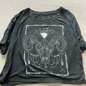 Aries Graphic Gray Crop Top